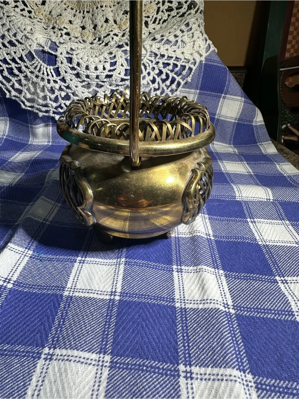 Brass VTG Woven MOTTAHEDEH DESIGN Basket Asian India